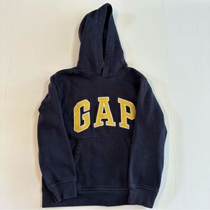 Gap Kids Unisex SZ M Classic Comfy Sweatshirt Hoodie Navy Blue Gold Lettering